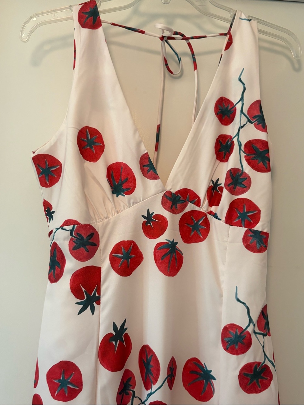 Source Unknown Cream Sundress with Red Tomato Print